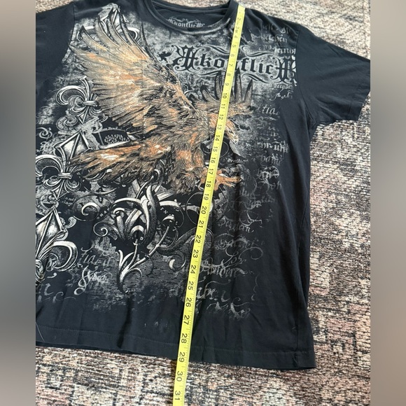 Konflic Men's Black and Gold Eagle Tee - Picture 6 of 7